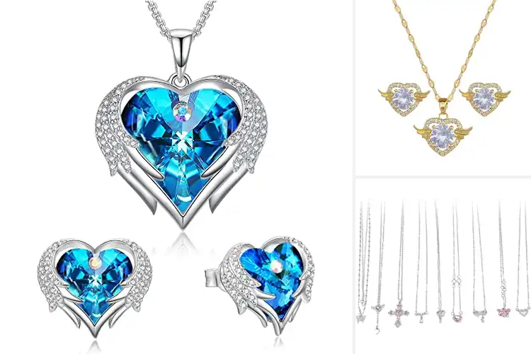 Detailed view of Best Angel Wing Heart Jewelry Sets For Women