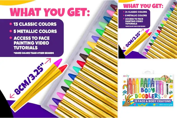 Detailed view of Best Easy Wash Face Paint Crayons